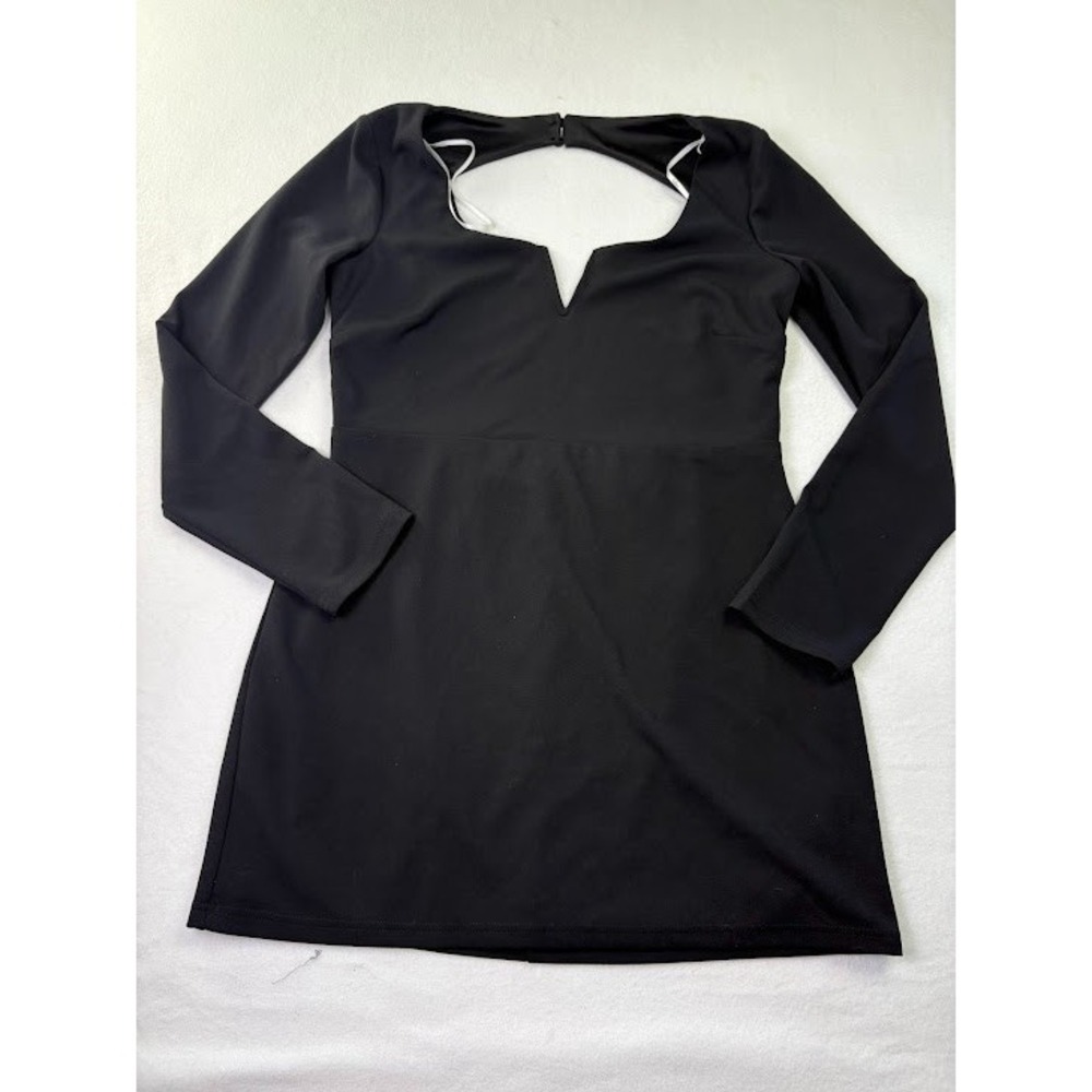 Lulu's Women's Black Mini Dress Backless Long Sleeve Size XL NWT